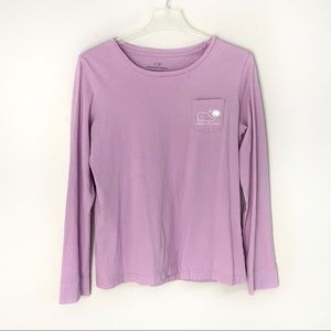 Vineyard Vines Long Sleeve Pink Purple Pocket Tee S